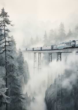 Train in Foggy Mountains