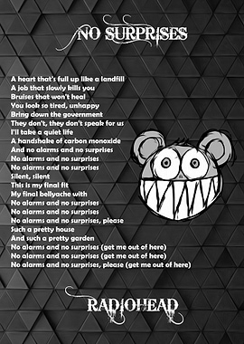 Radiohead No Surprises Lyric Poster