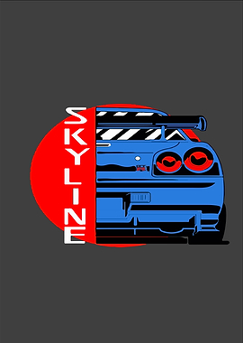 Blue Skyline Car