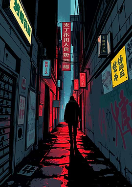 Shadow Neon Alleyway
