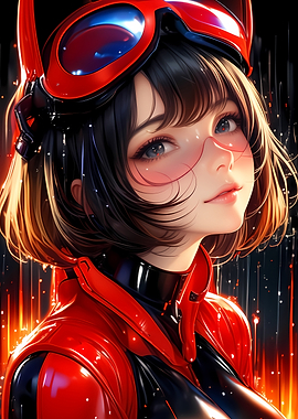 Anime Girl in Red Suit