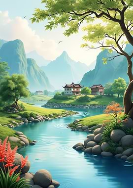 Serene Asian Landscape