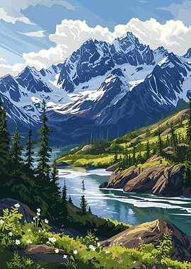 Mountain River Landscape