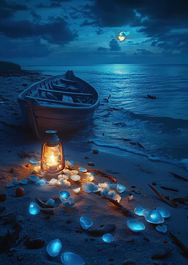 Moonlight Beach Scene