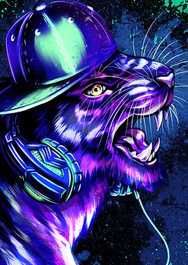 Tiger with Headphones