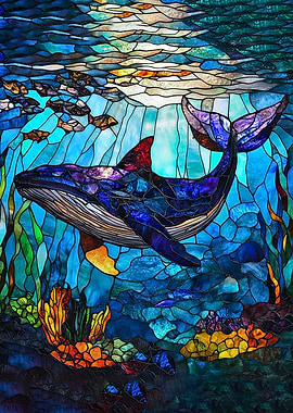Stained Glass Whale