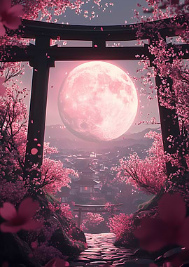 Pink Moon &amp; Cherry Blossoms