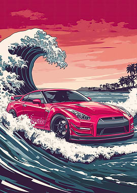 Nissan Red GT-R Wave