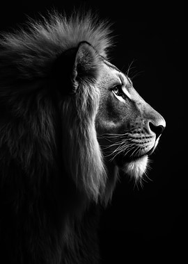 Lion Portrait black and white
