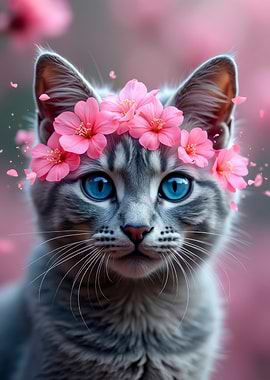 Cat with Flower Crown