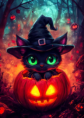 Halloween Witch Cat