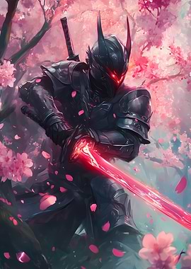 Samurai Warrior with Red Sword