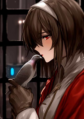 Anime Girl with Dove