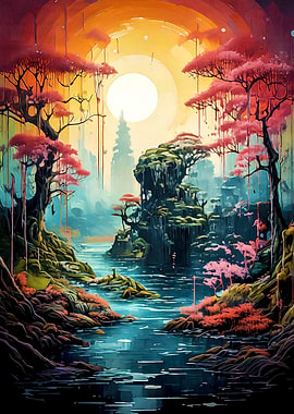 Fantasy River Landscape