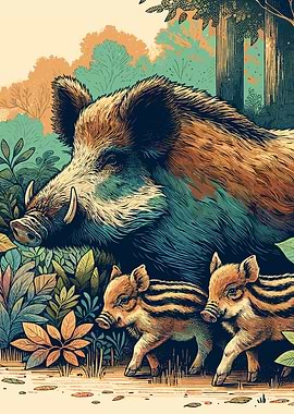 Wild Boar Family