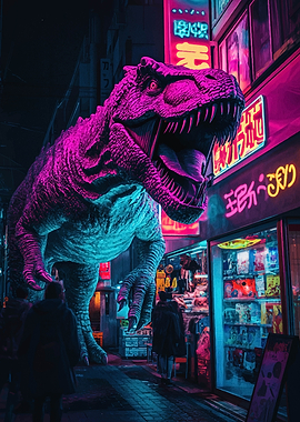 T-Rex in Neon City