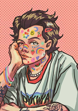Colorful Portrait with Stickers