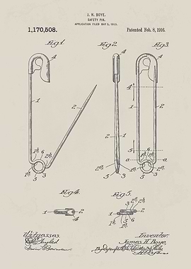 Safety Pin Patent Drawing