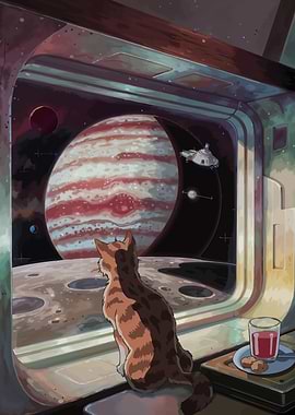 Cat Gazing at Jupiter