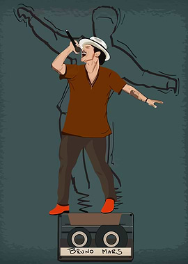 Bruno Mars Cassette Tape Art