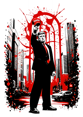 Trump Red MAGA Cityscape