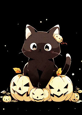 Cute Black Cat Halloween