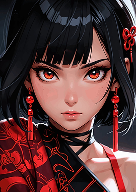 Anime Girl with Red Eyes