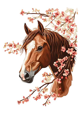 Horse and Cherry Blossoms