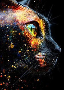 Sphynx Cat Eye with Colorful Splashes