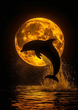 Dolphin Leaping Moon