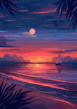 Sunset Sailboat