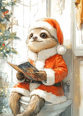Sloth Santa Reading