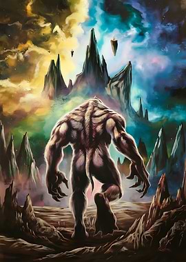 Werewolf in a Fantasy Landscape