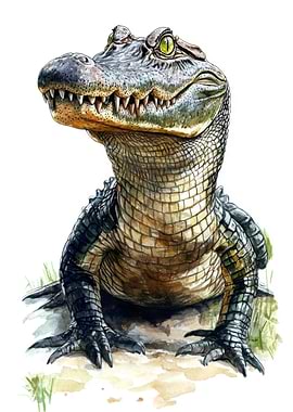 Watercolor Alligator Portrait