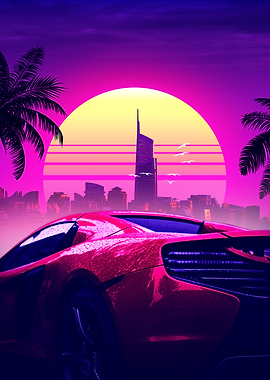 Retro City Sunset