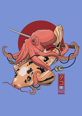 Octopus and Koi Fish