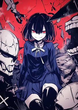 Anime Girl with Skull