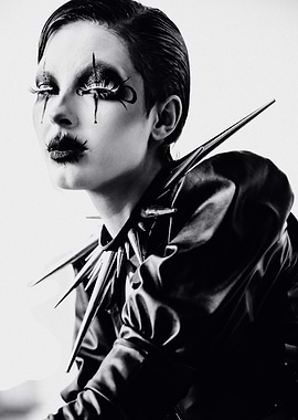 Black and White Portrait with Spiked Collar