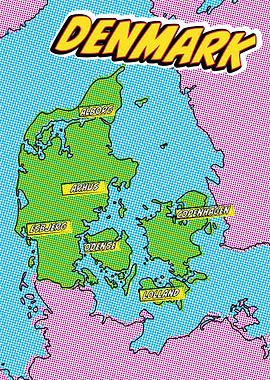 Denmark Map Pop Art