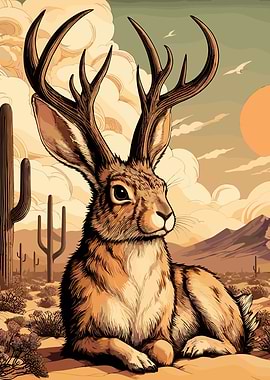Jackalope in Desert