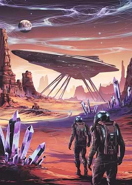 Alien Universe with Spaceship