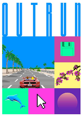 Outrun Retro Game Art
