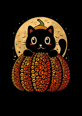 Black Cat Pumpkin Halloween - Pawmpkin
