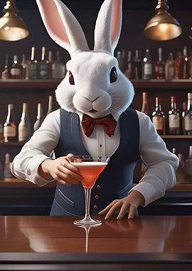 Rabbit Bartender with Cocktail