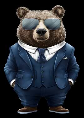 Sunglasses donning Bear in Suit