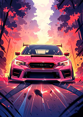 Pink Subaru WRX STI