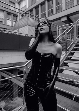 Catwoman in Black Leather