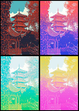 Japanese Pagoda in Four Colors