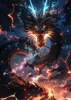 Black Dragon with Lightning