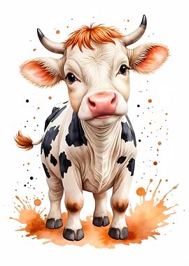 Cute Cow Watercolor